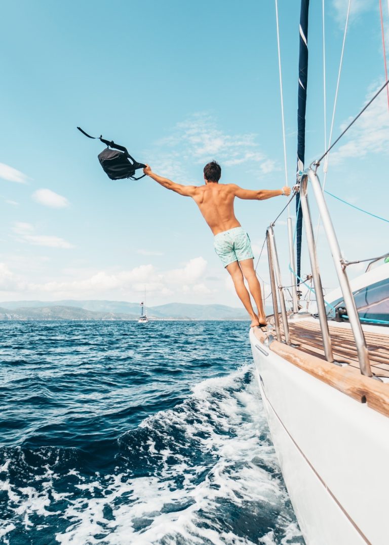 Solo enjoying in yacht